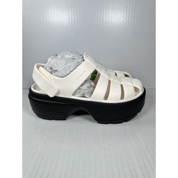 Size 7 Womens Crocs Stomp Fisherman Sandal Chalk White 209938-0WV Unisex NEW - Picture 1 of 8